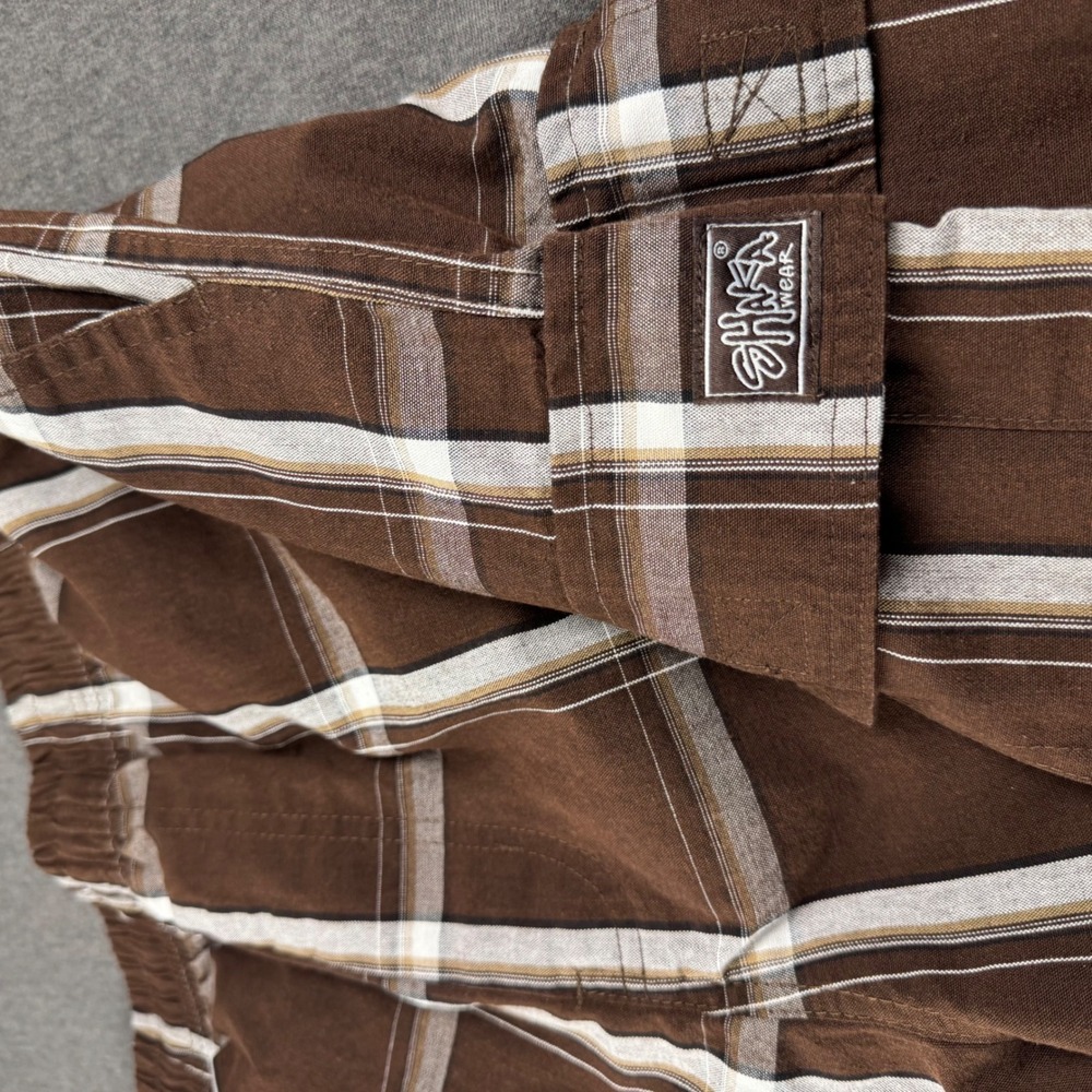 Shaka Wear Mens 3XL Brown Plaid Cargo Shorts Elastic Waist Streetwear Casual - Picture 2 of 11